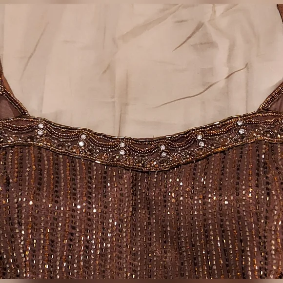 GORGEOUS beaded copper and brown two piece formal dress - Picture 5 of 8